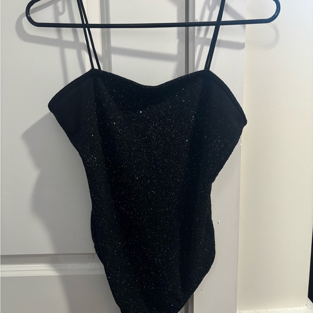 Black Glittery Bodysuit